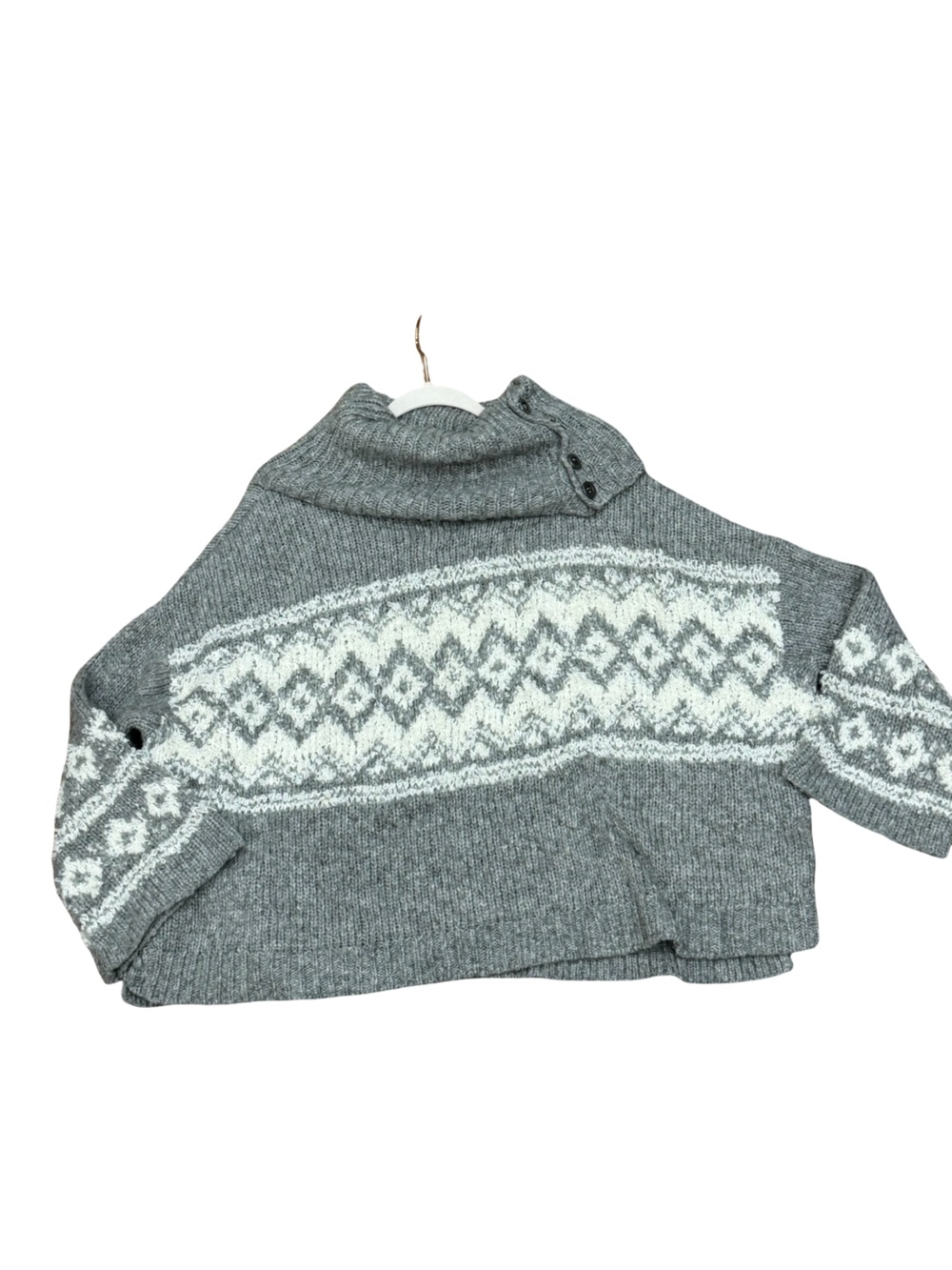 โจโ Free People Ragnar Chunky Cowl Neck Sweater Wool Blend Size Large - Picture 7 of 11